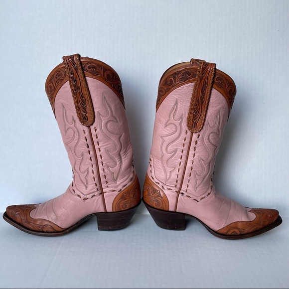 Back at The Ranch Santa Fe Saddle 12” Calf Skin Tooled Western Cowboy Boots Sz 6 - Picture 2 of 13
